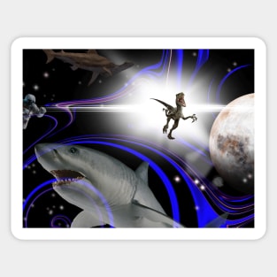 Shark and Prehistoric Mayhem in Space Sticker